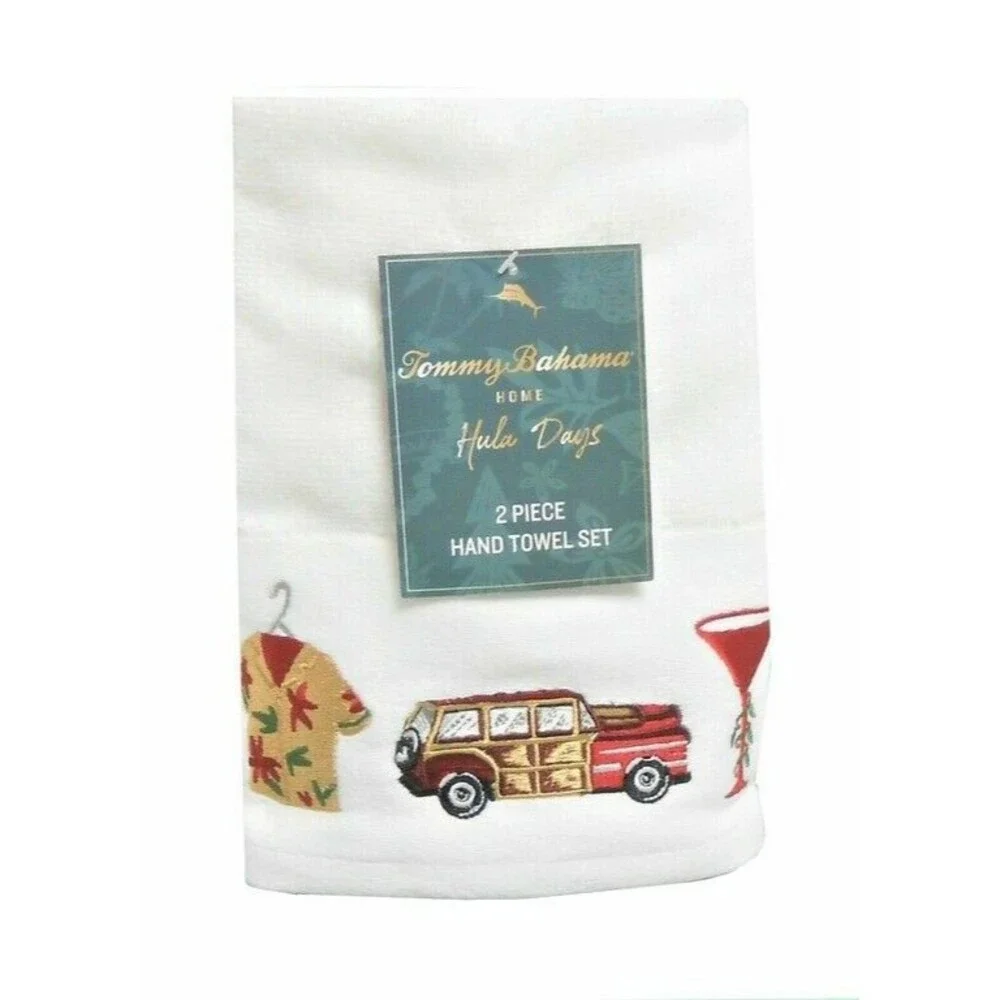Tommy Bahama Happy Hula Days Hand Towels Set of 2 Embroidered Tropical Christmas